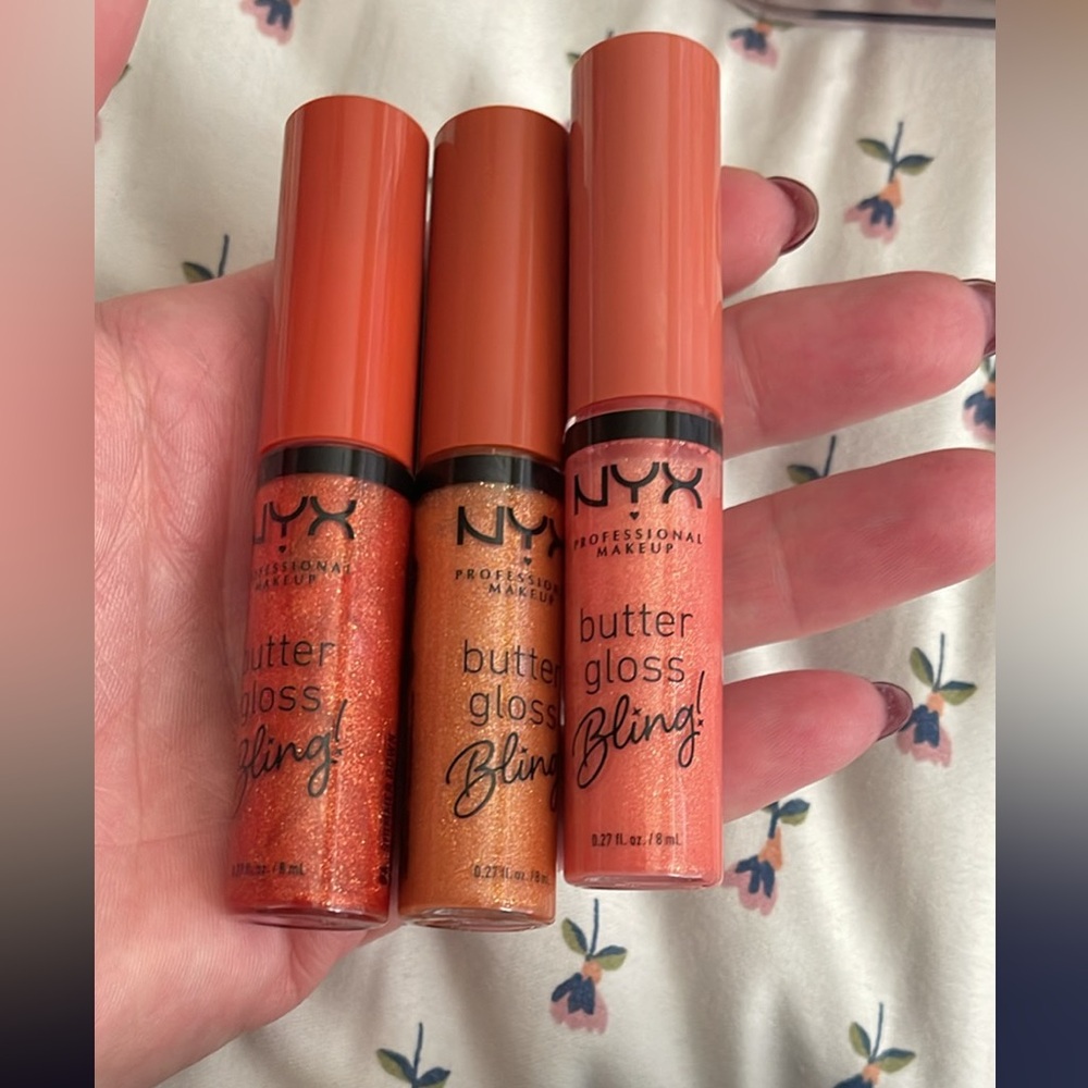 NYX Shimmering Lip Gloss Trio - Copper, Bronze, Rose